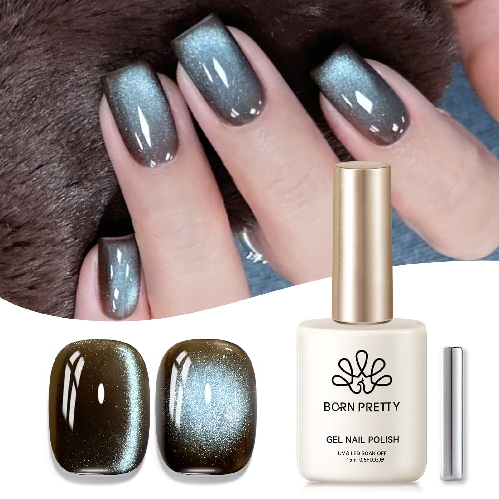 Brown Colored Cat Magnetic Gel Polish MY247 Mint Chocolate 15ml Gel Nail Polish BORN PRETTY 