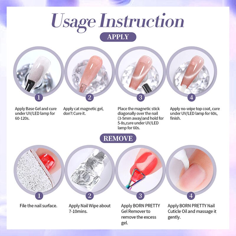 Blue Purple Colored Cat Magnetic Gel Polish MY268 Indigo Eggplant 10ml Gel Nail Polish BORN PRETTY 