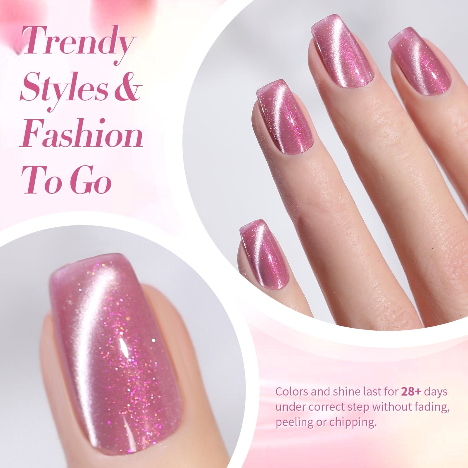 Pink Crystal Cat Magnetic Gel Polish MY245 Midnight Rose 15ml Gel Nail Polish BORN PRETTY 