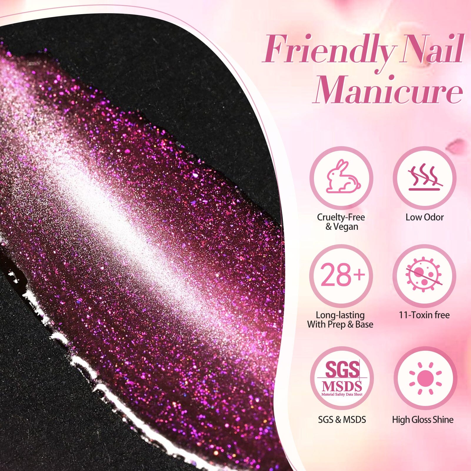 Pink Crystal Cat Magnetic Gel Polish MY245 Midnight Rose 15ml Gel Nail Polish BORN PRETTY 