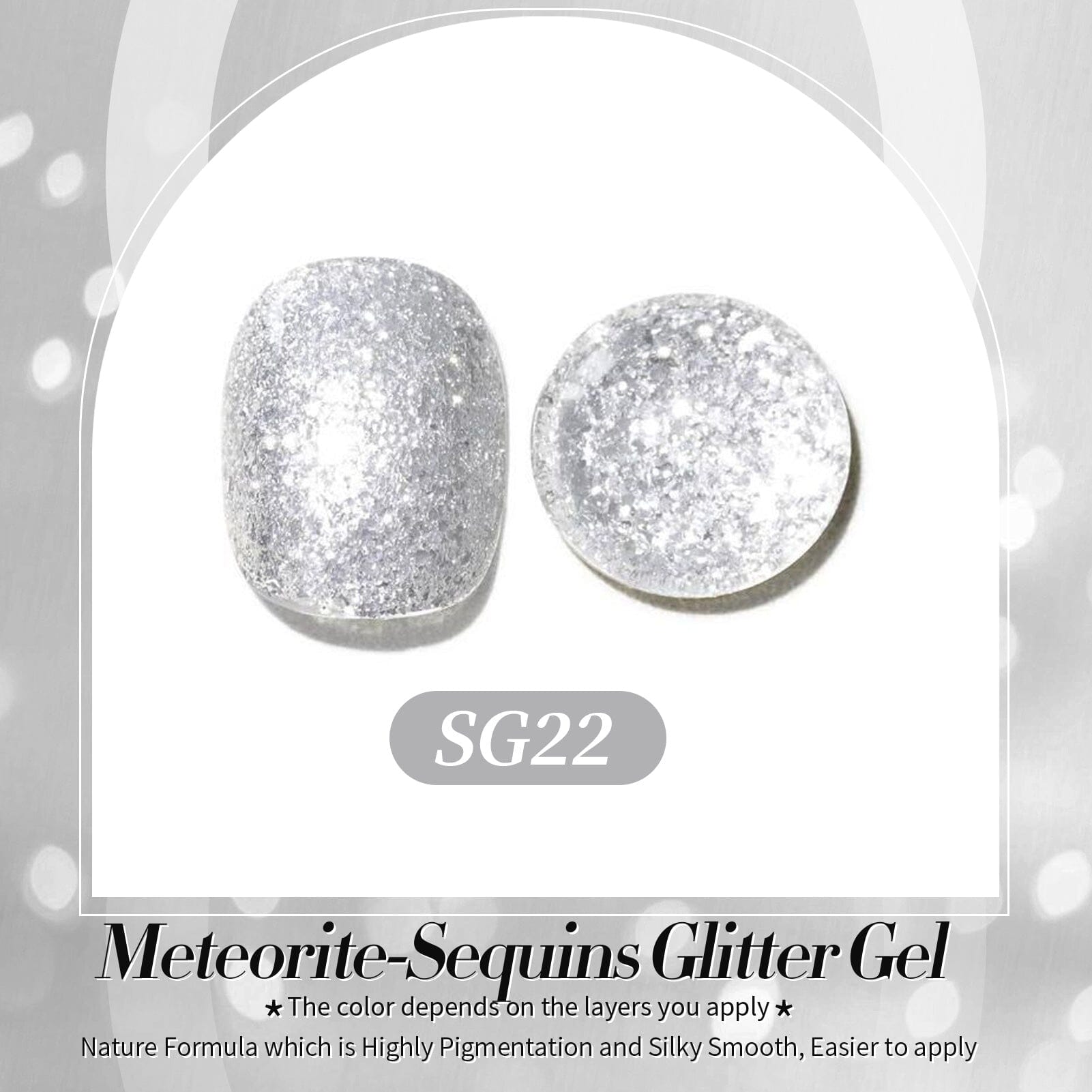 Silver Glitter Gel Polish SG22 Meteorite 15ml Gel Nail Polish BORN PRETTY 
