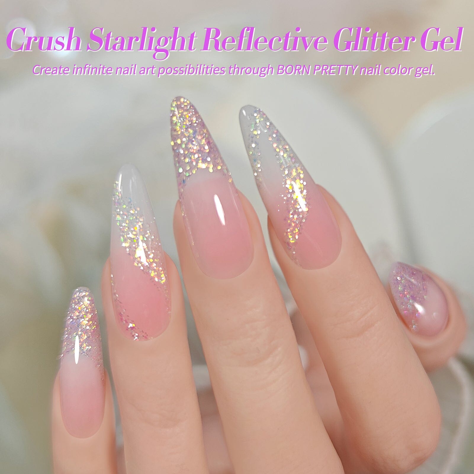 6 Colors Reflective Glitter Gel Polish Set T15 Crush Starlight 7ml Gel Nail Polish BORN PRETTY 