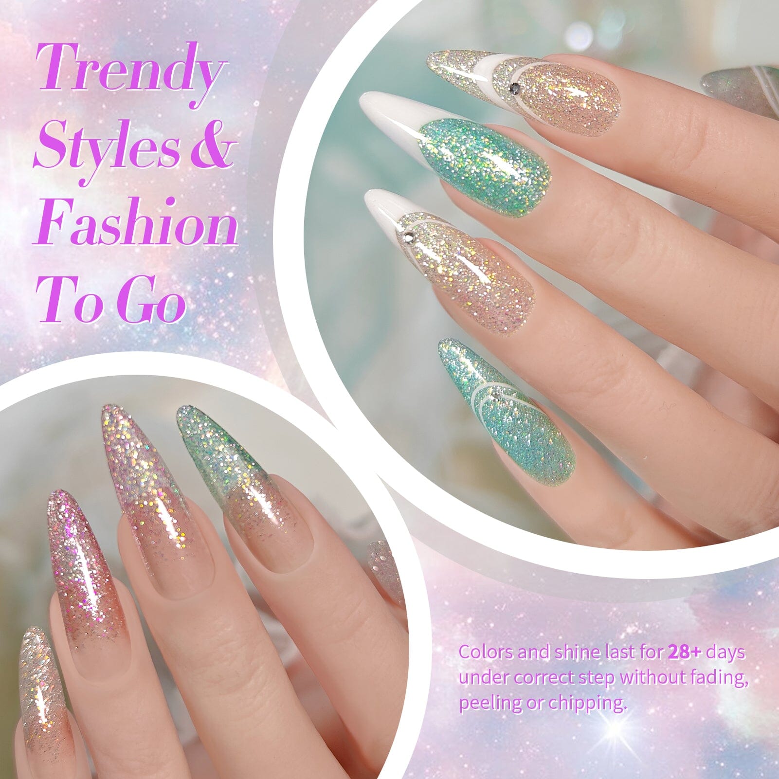 6 Colors Reflective Glitter Gel Polish Set T15 Crush Starlight 7ml Gel Nail Polish BORN PRETTY 