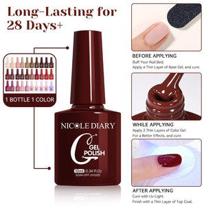 Color Gel Polish 10ml Gel Nail Polish NICOLE DIARY 