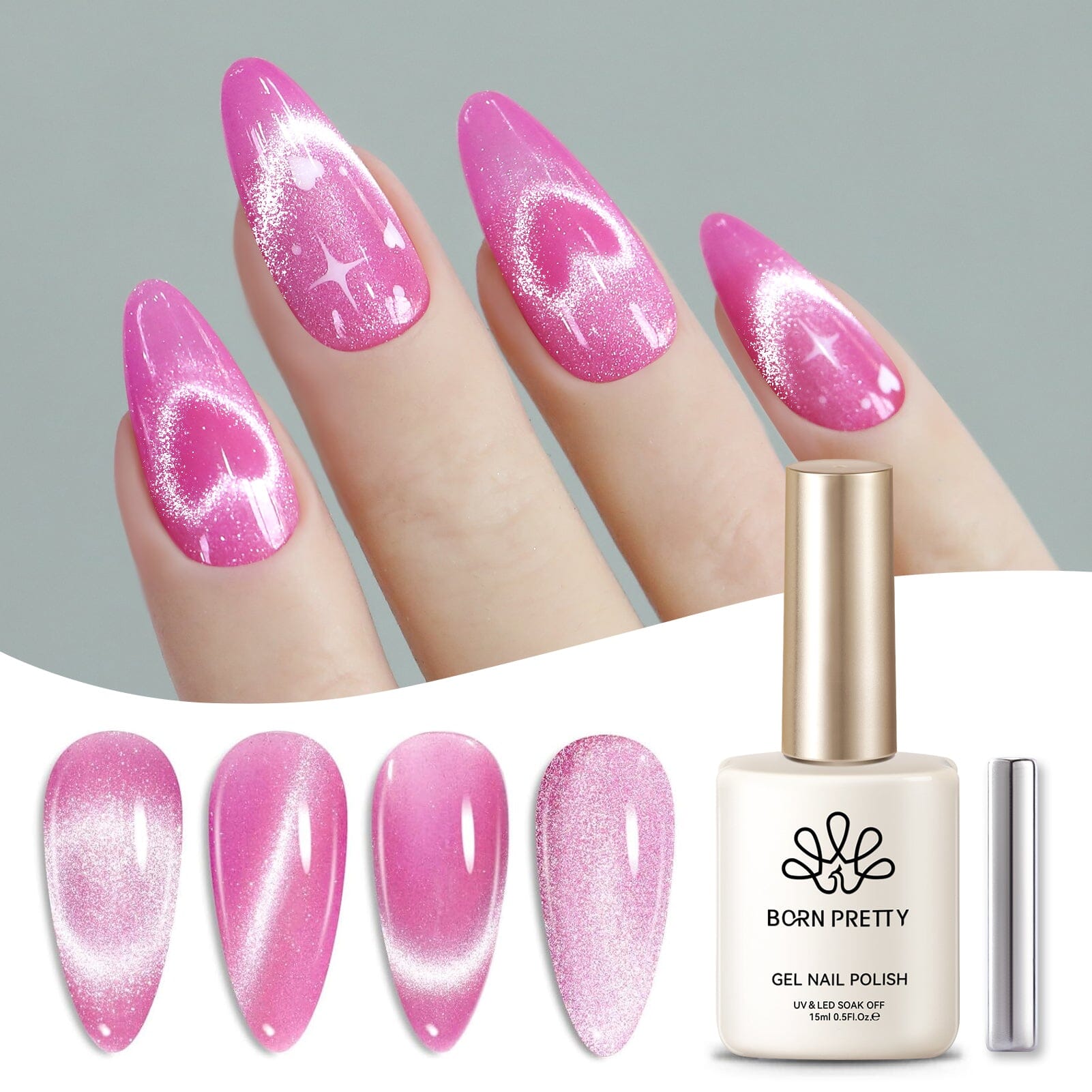 Pink Crystal Cat Magnetic Gel Polish MY274 Love Letter 15ml Gel Nail Polish BORN PRETTY 