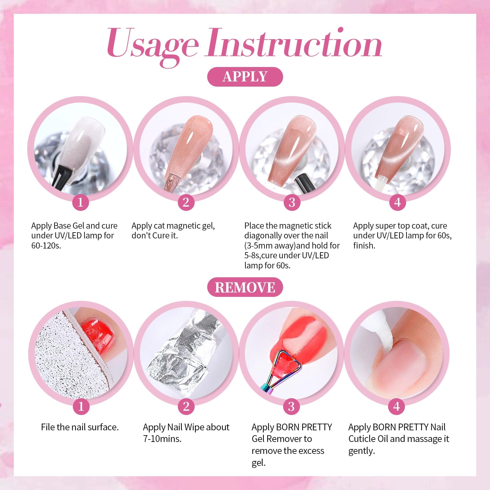 Pink Crystal Cat Magnetic Gel Polish MY274 Love Letter 15ml Gel Nail Polish BORN PRETTY 