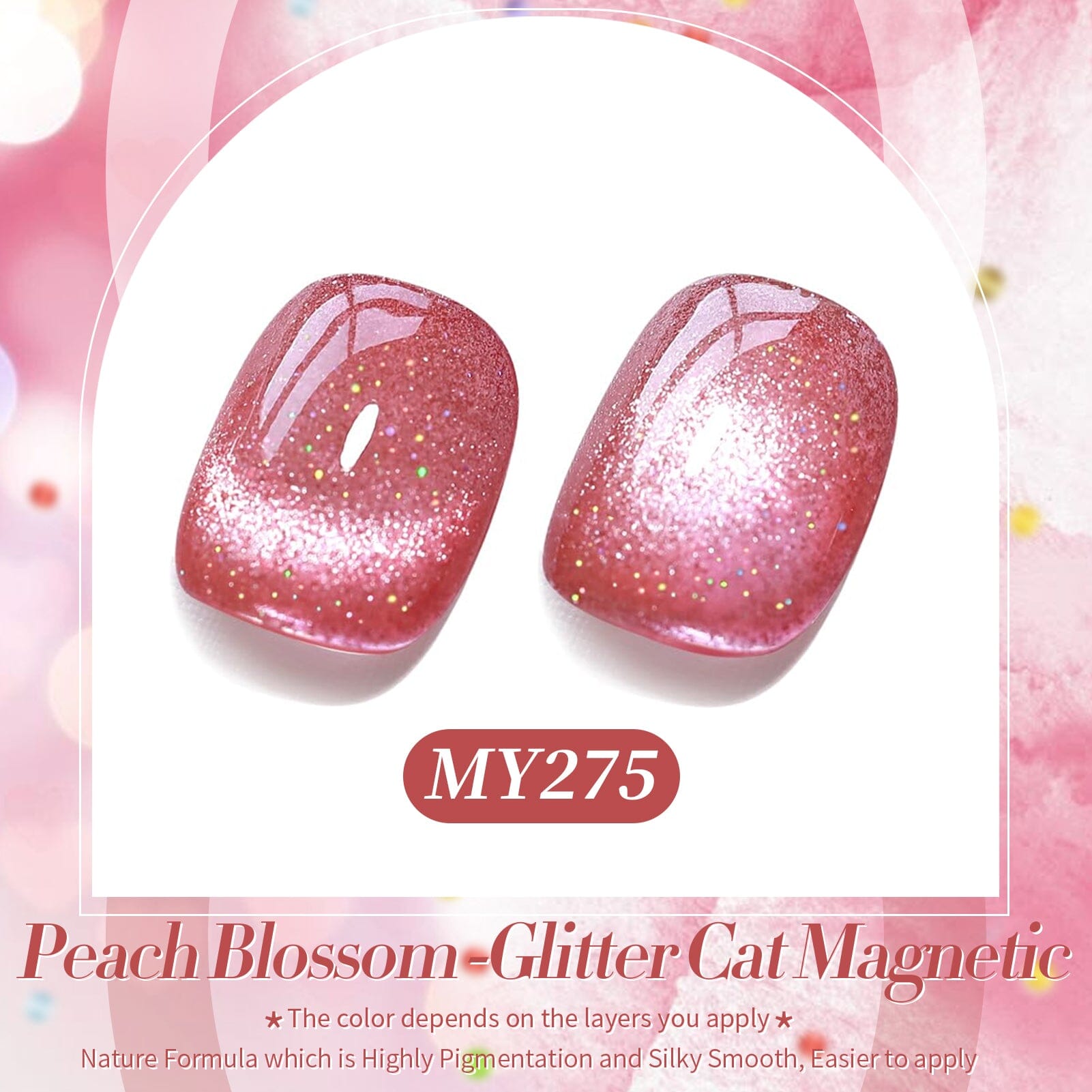 Pink Glitter Cat Magnetic Gel Polish MY275 Peach Blossom 15ml Gel Nail Polish BORN PRETTY 