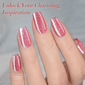 Pink Glitter Cat Magnetic Gel Polish MY275 Peach Blossom 15ml Gel Nail Polish BORN PRETTY 