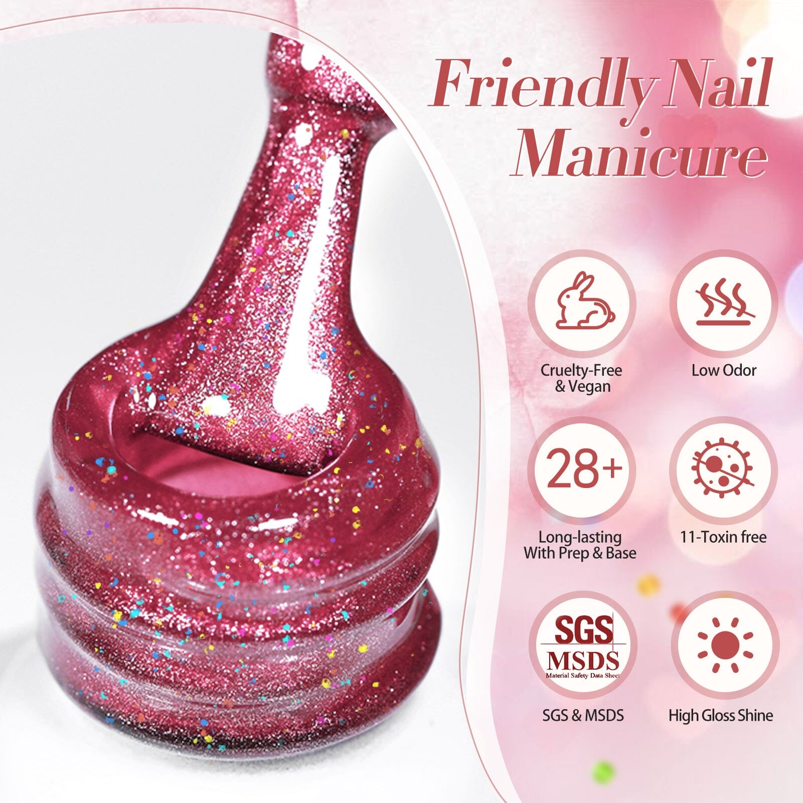 Pink Glitter Cat Magnetic Gel Polish MY275 Peach Blossom 15ml Gel Nail Polish BORN PRETTY 