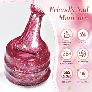 Pink Glitter Cat Magnetic Gel Polish MY275 Peach Blossom 15ml Gel Nail Polish BORN PRETTY 