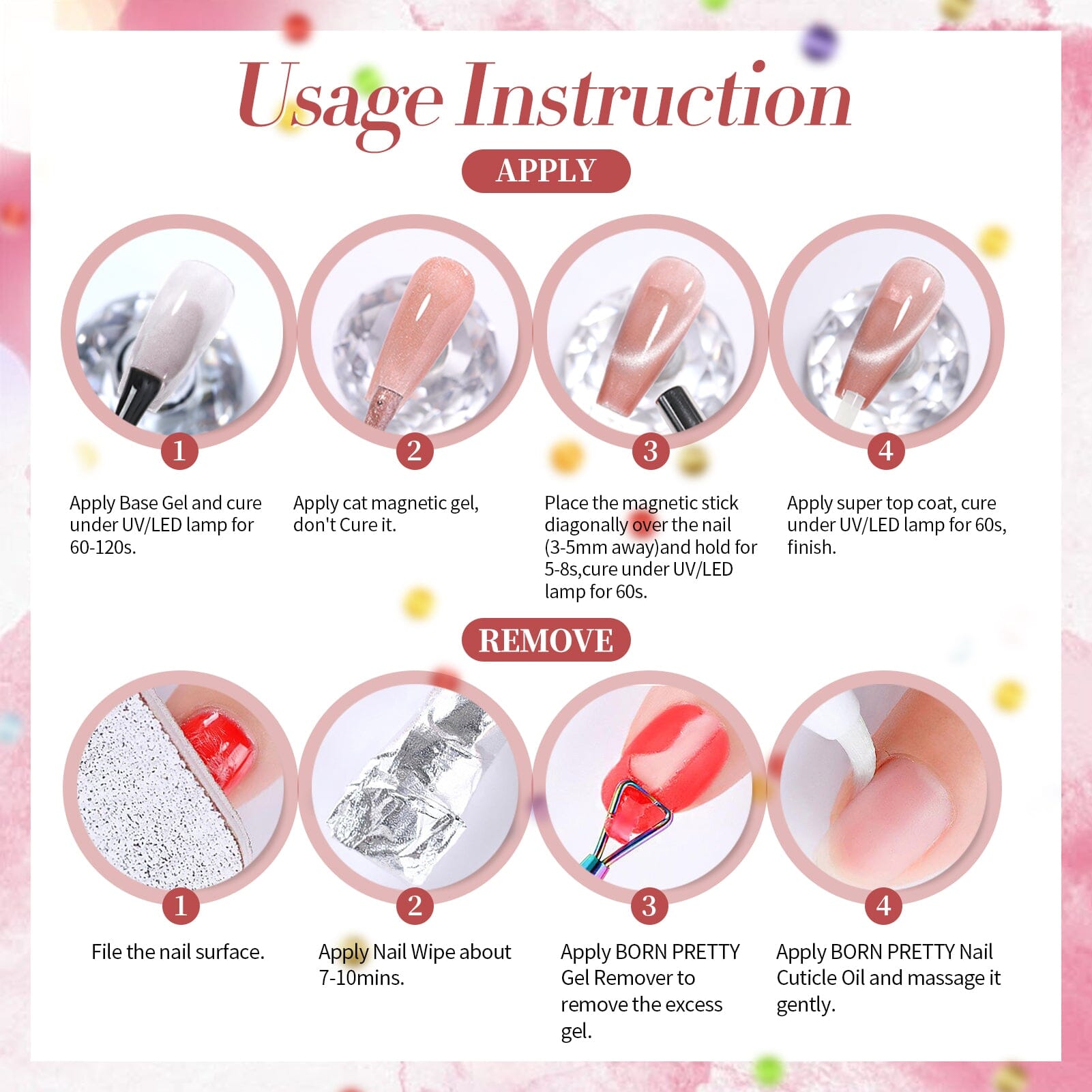 Pink Glitter Cat Magnetic Gel Polish MY275 Peach Blossom 15ml Gel Nail Polish BORN PRETTY 