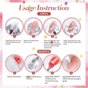 Pink Glitter Cat Magnetic Gel Polish MY275 Peach Blossom 15ml Gel Nail Polish BORN PRETTY 