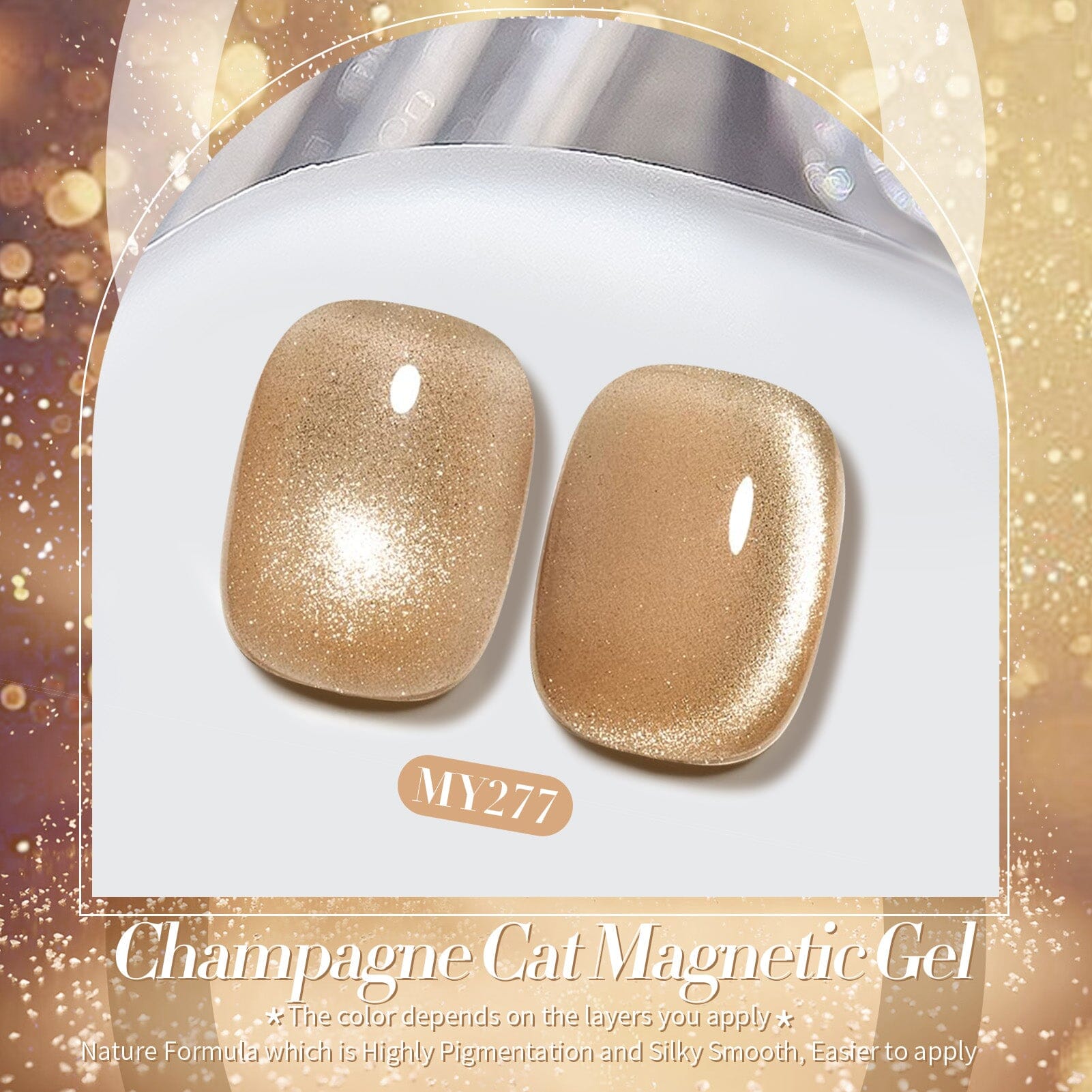 Gold Cat Magnetic Gel Polish MY277 Champagne 15ml Gel Nail Polish BORN PRETTY 
