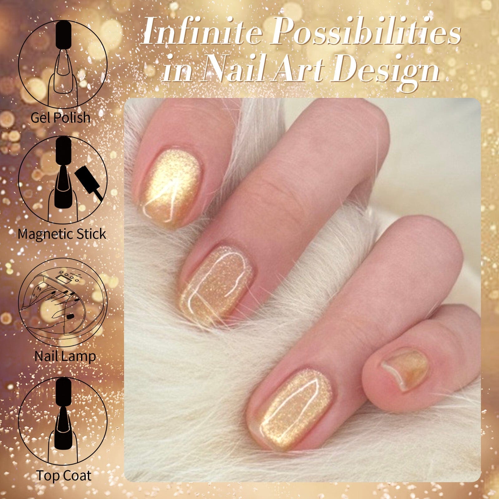 Gold Cat Magnetic Gel Polish MY277 Champagne 15ml Gel Nail Polish BORN PRETTY 