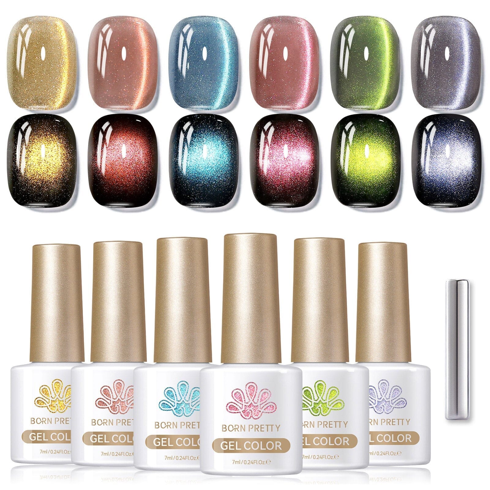 6 Colors Colored Cat Magnetic Gel Polish Set M45 Orange Star 7ml Gel Nail Polish BORN PRETTY 