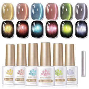 6 Colors Colored Cat Magnetic Gel Polish Set M45 Orange Star 7ml Gel Nail Polish BORN PRETTY 