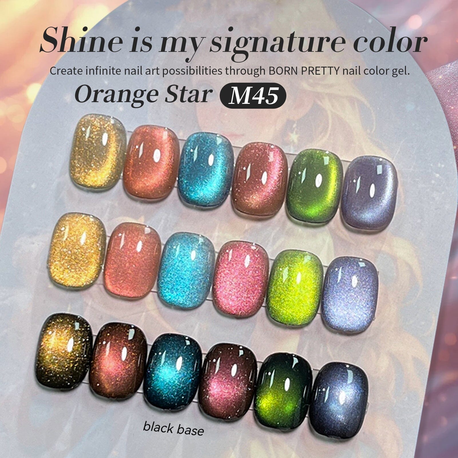 6 Colors Colored Cat Magnetic Gel Polish Set M45 Orange Star 7ml Gel Nail Polish BORN PRETTY 