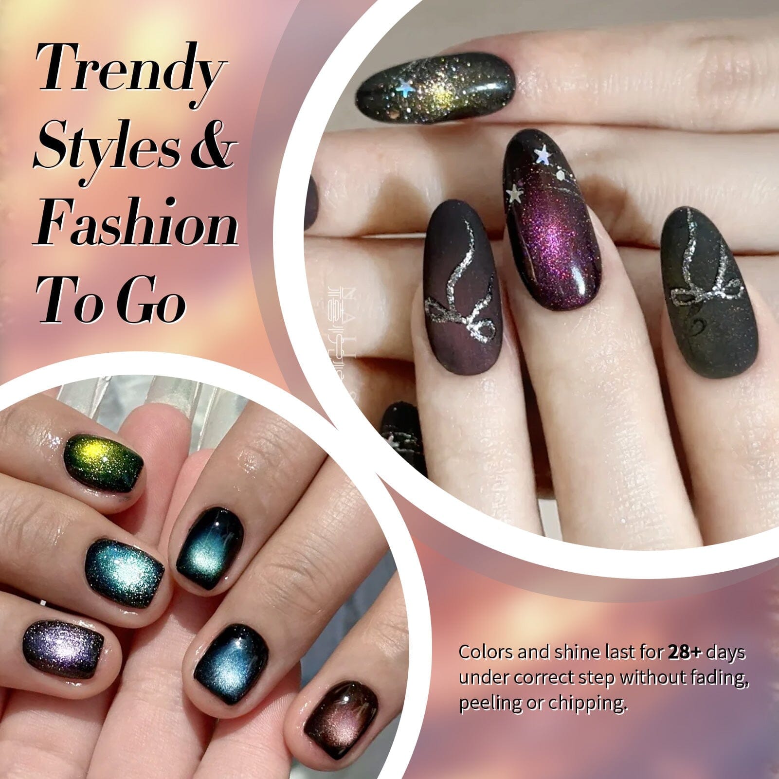 [US ONLY] 6 Colors Colored Cat Magnetic Gel Polish Set M45 Orange Star 7ml Gel Nail Polish BORN PRETTY 