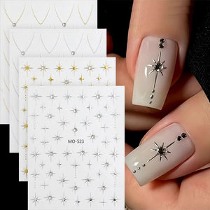 Gold Silver Starlight 3D Nail Sticker Nail Sticker No Brand 