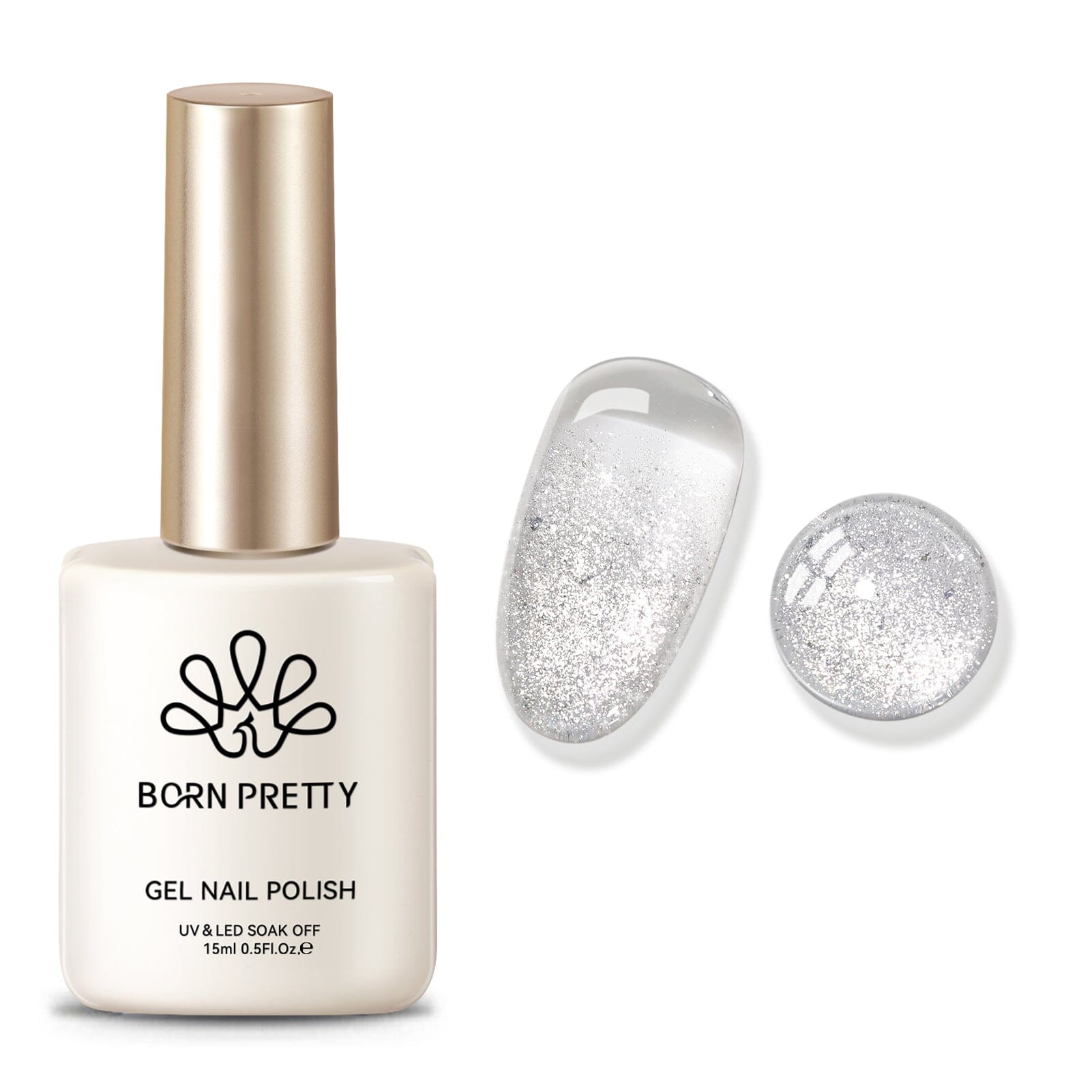 Silver Reflective Glitter Gel Polish SZ19 Neptune 15ml Gel Nail Polish BORN PRETTY 