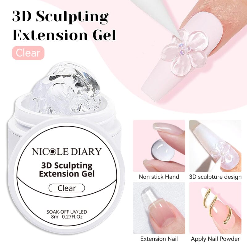 3D Sculpting Extension Gel 8ml Extension Nail Gel NICOLE DIARY Clear 