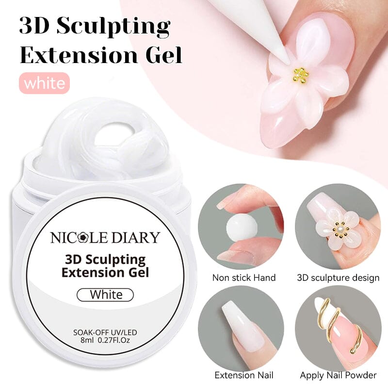 3D Sculpting Extension Gel 8ml Extension Nail Gel NICOLE DIARY White 