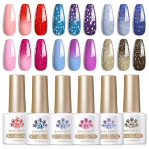 6 Colors Temperature-changing Gel Polish Set T17 ThermoScape 7ml Gel Nail Polish BORN PRETTY 