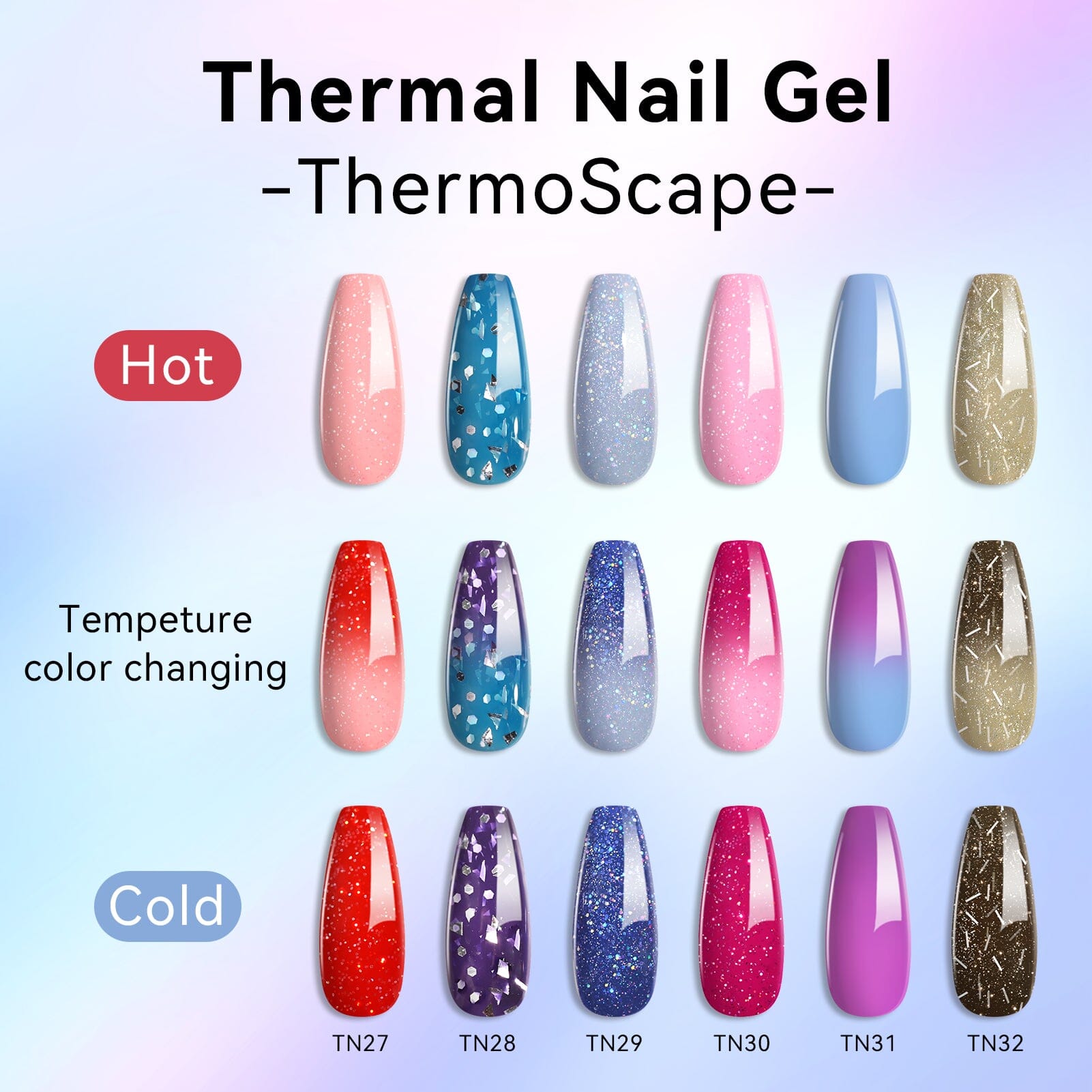 6 Colors Temperature-changing Gel Polish Set T17 ThermoScape 7ml Gel Nail Polish BORN PRETTY 