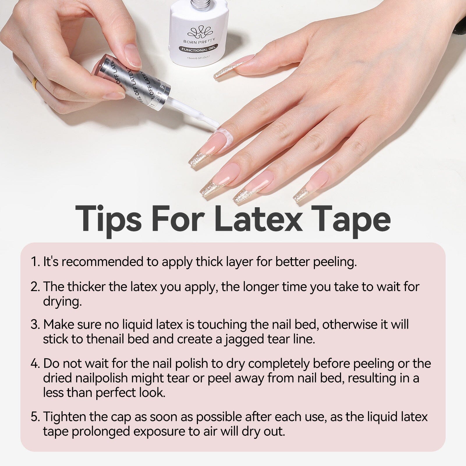White Peel Off Latex Tape Anti-Freezing 15ml Gel Nail Polish BORN PRETTY 