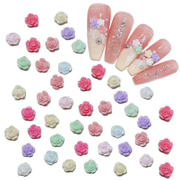 100pcs Mix Colorful Mini Resin Flowers 3D Nail Decoration Nail Decoration No Brand 