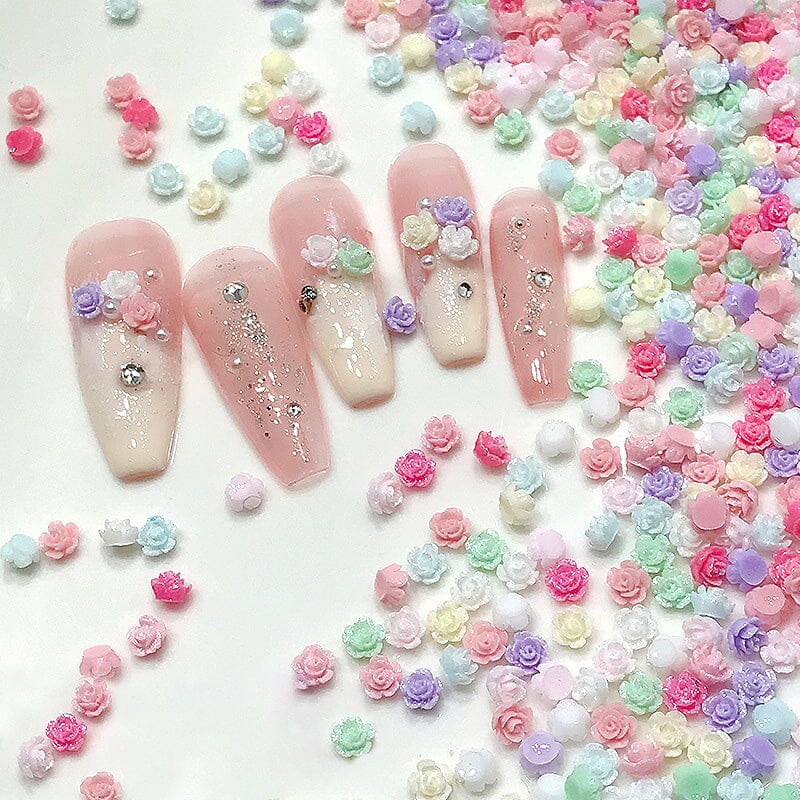 100pcs Mix Colorful Mini Resin Flowers 3D Nail Decoration Nail Decoration No Brand 