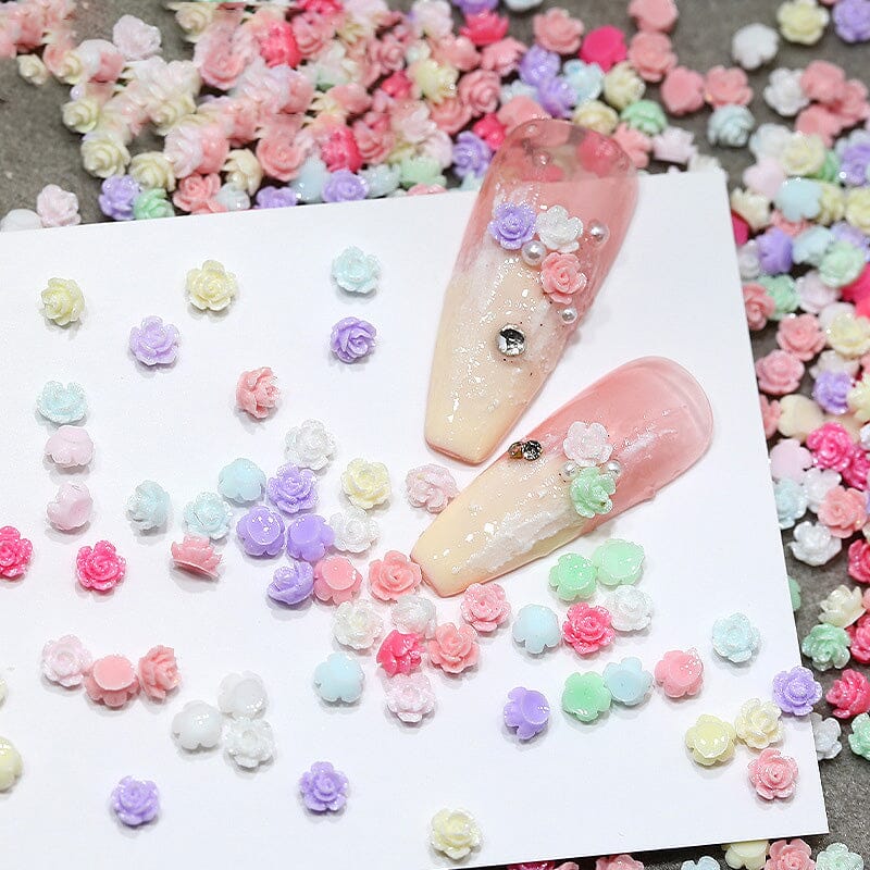100pcs Mix Colorful Mini Resin Flowers 3D Nail Decoration Nail Decoration No Brand 