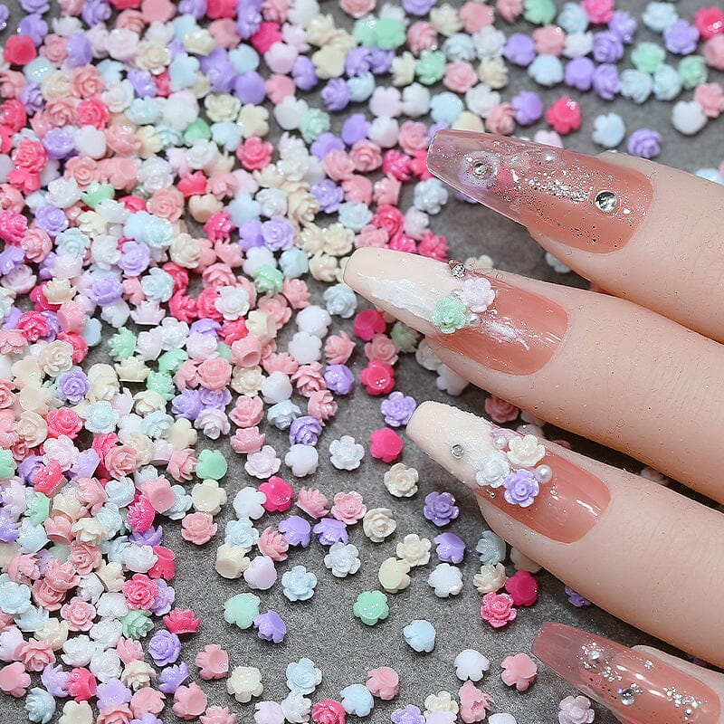 100pcs Mix Colorful Mini Resin Flowers 3D Nail Decoration Nail Decoration No Brand 