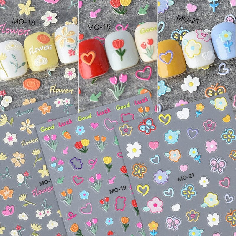 Flower Cartoon 3D Nail Stickers MO-18-21 Nail Sticker No Brand 