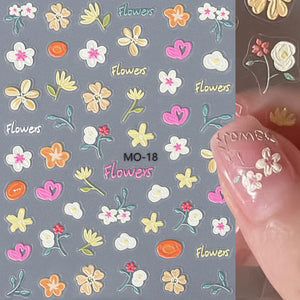 Flower Cartoon 3D Nail Stickers MO-18-21 Nail Sticker No Brand 