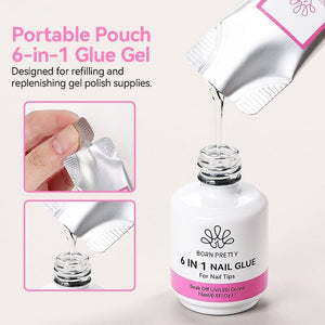 5pcs 6 in 1 Nail Glue Gel 15ml (Bag) Gel Nail Polish BORN PRETTY 