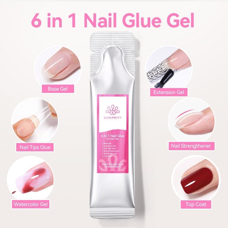 3pcs 6 in 1 Nail Glue Gel 15ml (Bag) Gel Nail Polish BORN PRETTY 