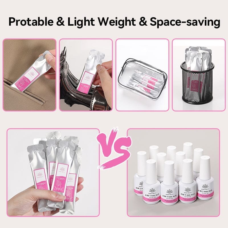3pcs 6 in 1 Nail Glue Gel 15ml (Bag) Gel Nail Polish BORN PRETTY 