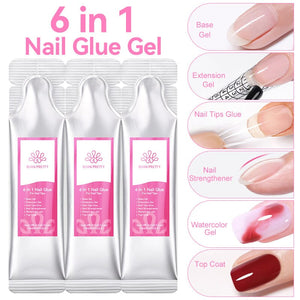 3pcs 6 in 1 Nail Glue Gel 15ml (Bag) Gel Nail Polish BORN PRETTY 
