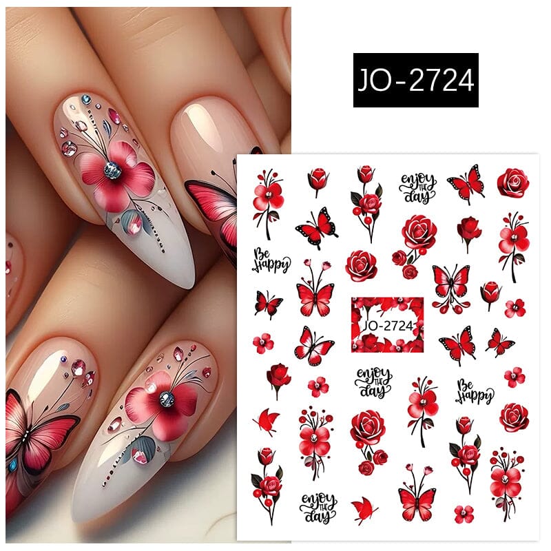 Flowers Butterfly 3D Nail Sticker JO-2715-2725 Nail Sticker No Brand JO-2724 