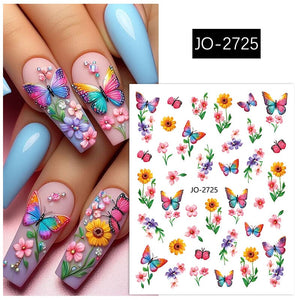 Flowers Butterfly 3D Nail Sticker JO-2715-2725 Nail Sticker No Brand JO-2725 