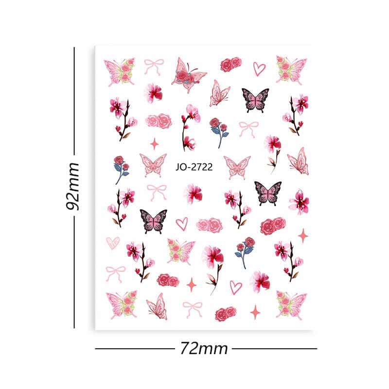 Flowers Butterfly 3D Nail Sticker JO-2715-2725 Nail Sticker No Brand 