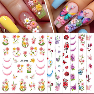 Flowers Butterfly 3D Nail Sticker JO-2715-2725 Nail Sticker No Brand 