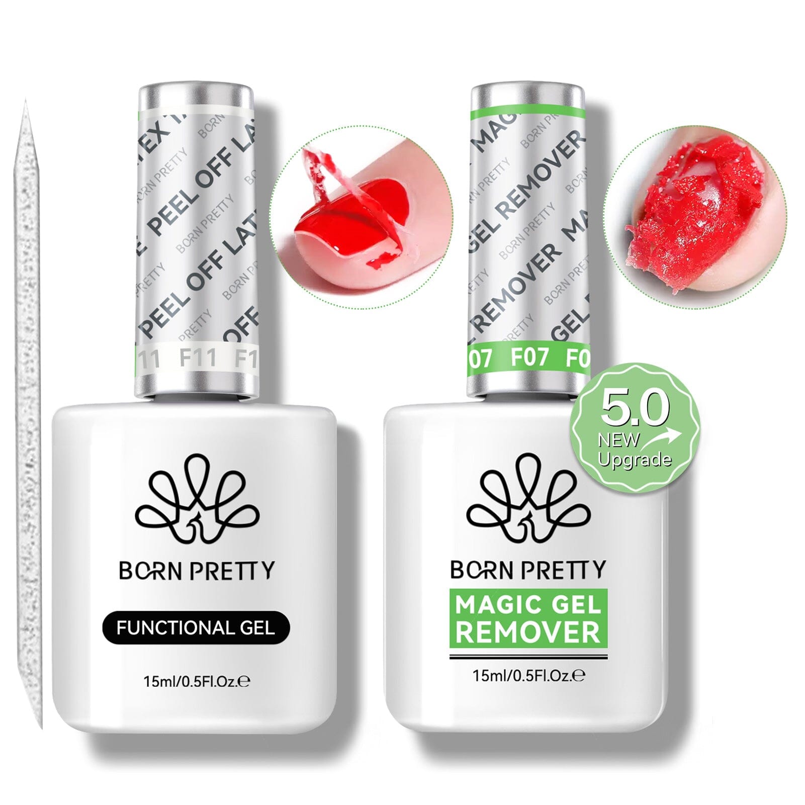 Magic Gel Remover New Upgrade Acetone-Free with Peel Off Latex Tape 15ml Gel Nail Polish BORN PRETTY 