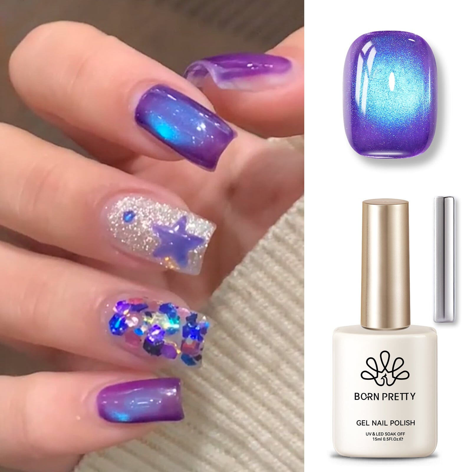 Blue Colored Cat Magnetic Gel Polish MY297 Blueberry 15ml Gel Nail Polish BORN PRETTY 