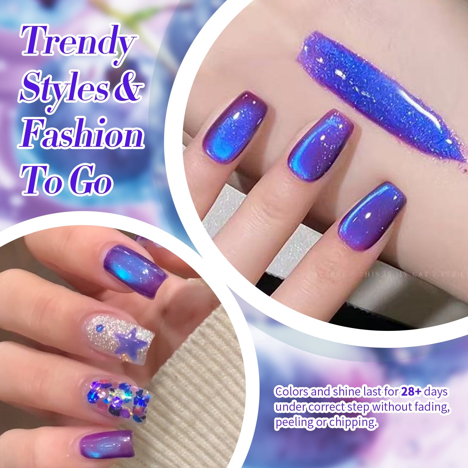 Blue Colored Cat Magnetic Gel Polish MY297 Blueberry 15ml Gel Nail Polish BORN PRETTY 