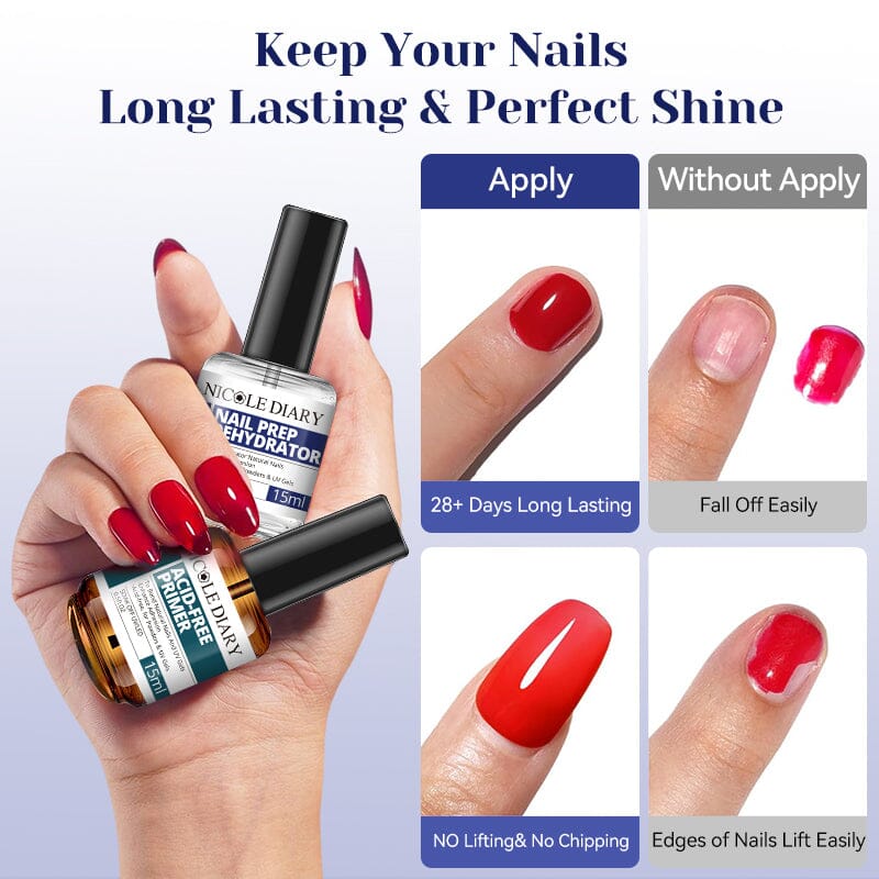 Nail Prep Dehydrator Acid-Free Primer 15ml Nail Care NICOLE DIARY 