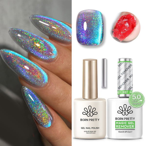 2 Bottles Set Magic Gel Remover with Cat Magnetic Gel 15ml #31 Gel Nail Polish BORN PRETTY 
