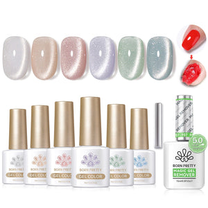 7 Bottles Set Cat Magnetic Gel with Magic Gel Remover #43 Gel Nail Polish BORN PRETTY 