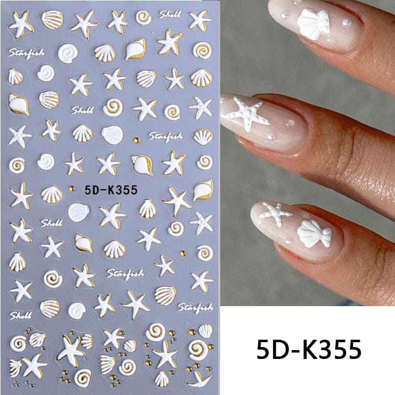 Ocean Flowers 5D Nail Stickers 5D-K355-K359 Clearance No Brand 
